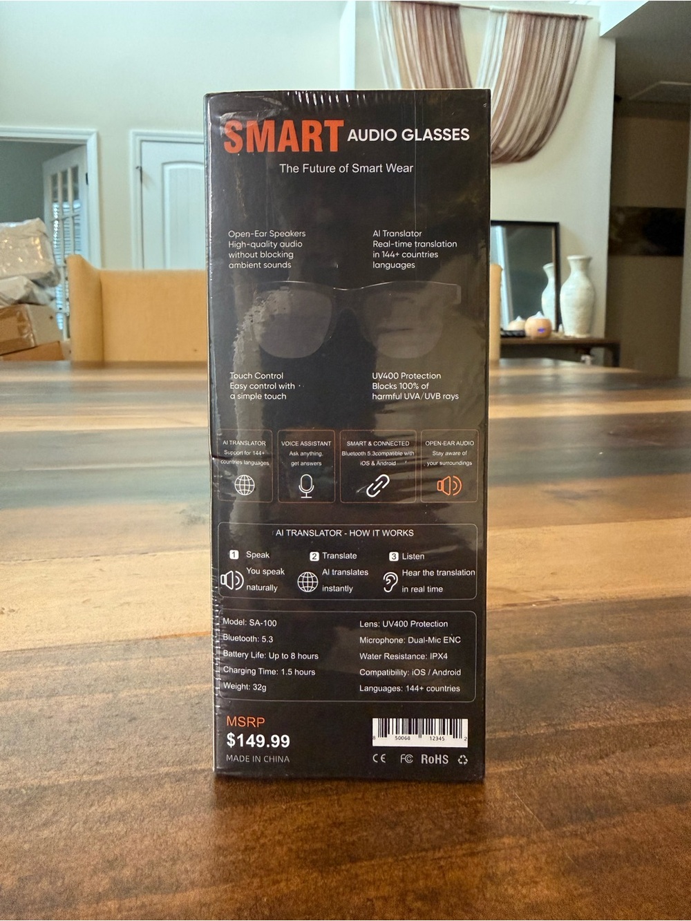 Smart Audio Glasses - Black - AI Translator Wearable - Picture 2 of 3